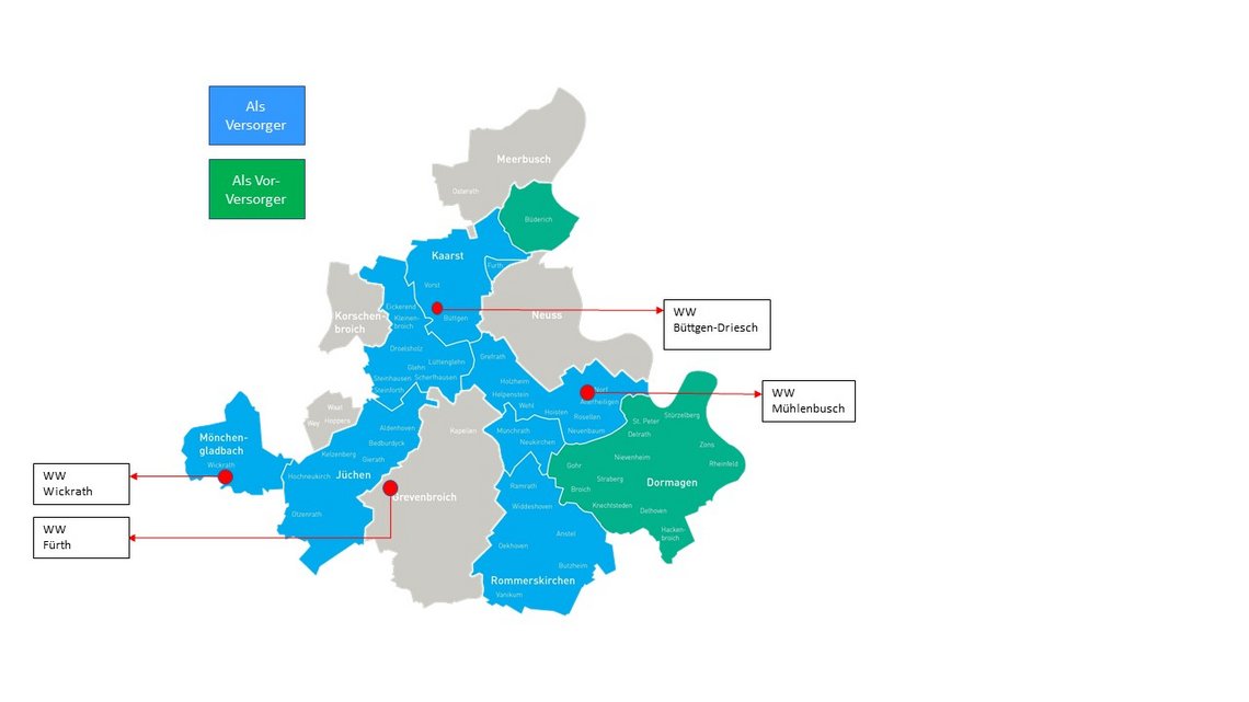 Hier sehen Sie eine Übersicht über das Versorgungsgebiet der Kreiswerke Grevenbroich GmbH